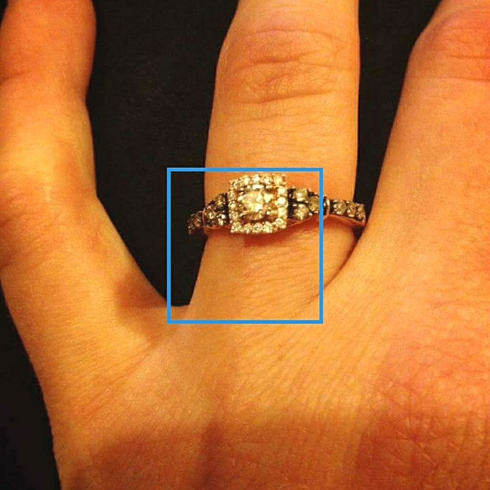 LeVian engagement ring with chocolate and white diamonds.